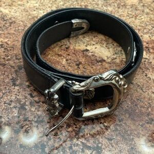 Vintage Fossil leather belt Womens L Brown Concho silver tone distressed western